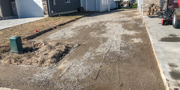 Foundation prepared on the driveway.